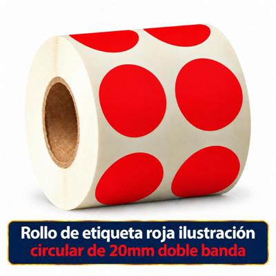 Rollo de etiqueta Ilustración Circular Rojo 20 Diametro (2B - B40 ROLLO x 1000)